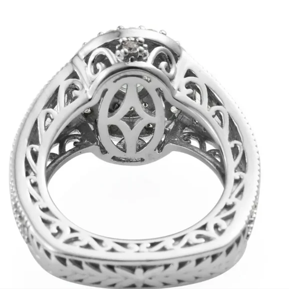 Grandidierite & Cambodian White Zircon Ring in Platinum/ Sterling Silver! Sz 5! - Picture 3 of 5